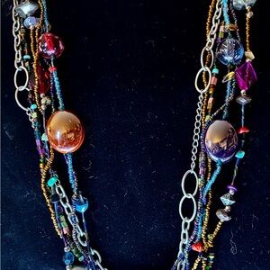 Vintage, Bold & Beautiful Bohemian Multi Strand Necklace Fun & Funky Length 34”